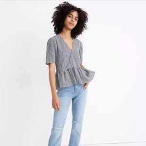 Madewell crossover peplum gingham top